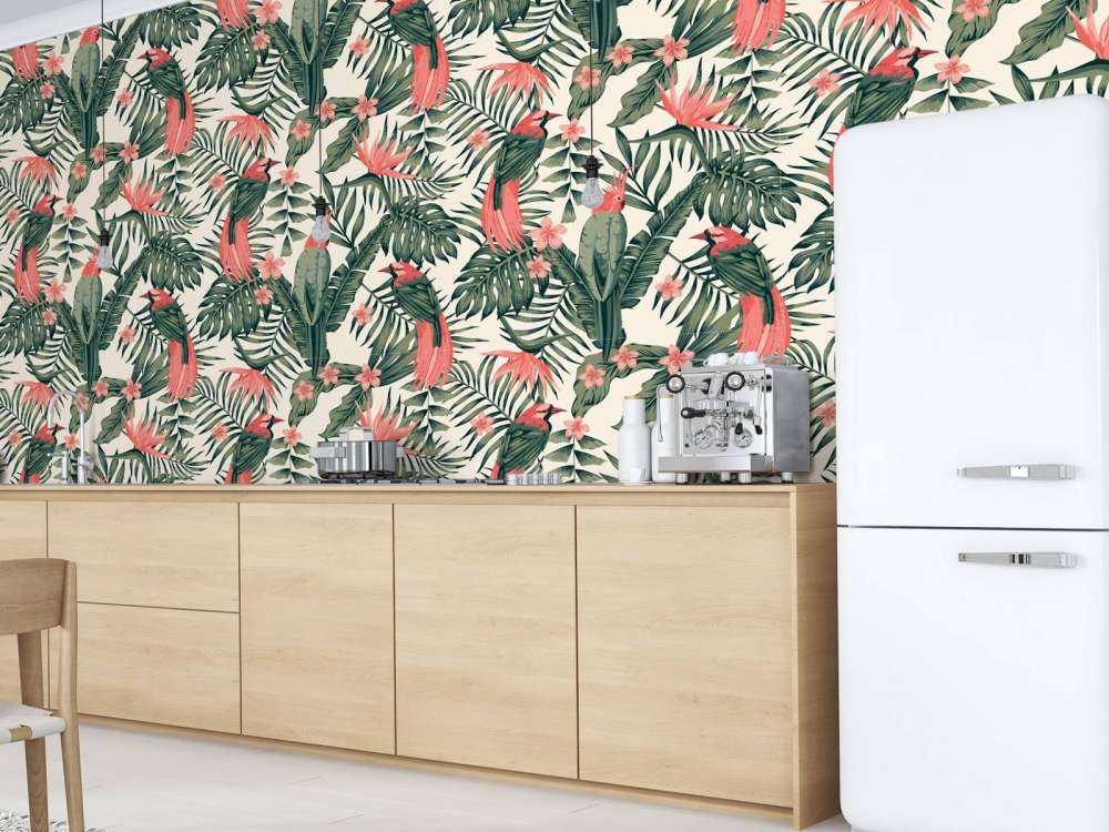 Plantes, fleurs et oiseaux tropicaux