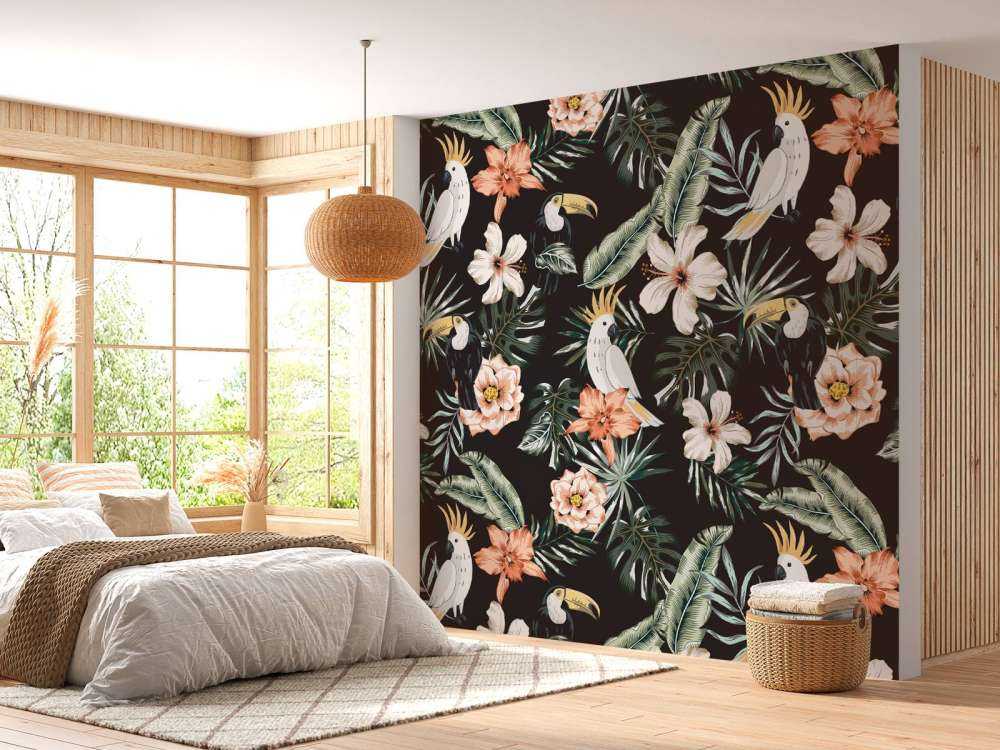 Toucan tropical et perroquet