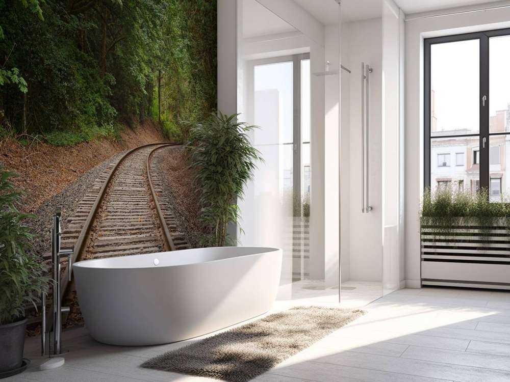 Ligne de chemin de fer à travers la forêt