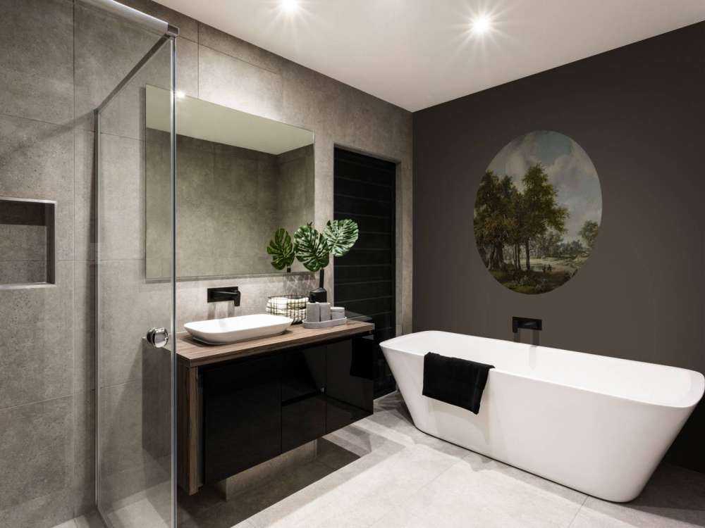 Paysage forestier avec fermes