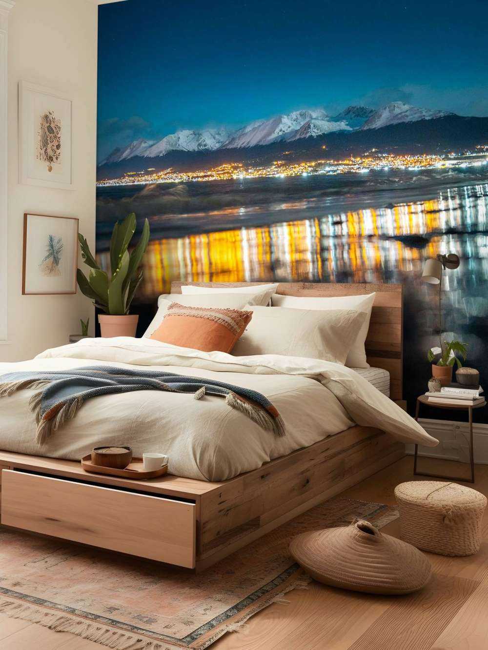 Lumière de nuit sur une côte enneigée