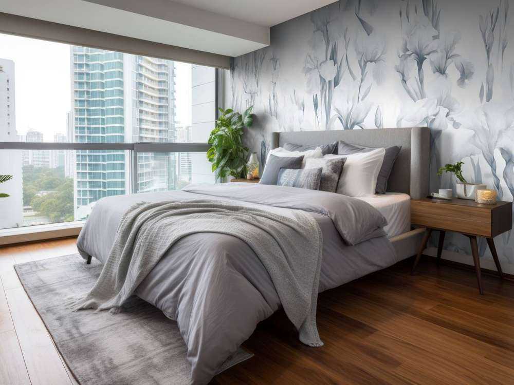 Les iris dansent un bleu frais et sans couture