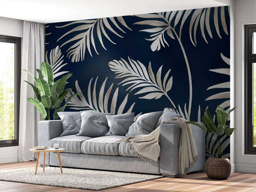 Feuilles dorées sur un vert olive foncé