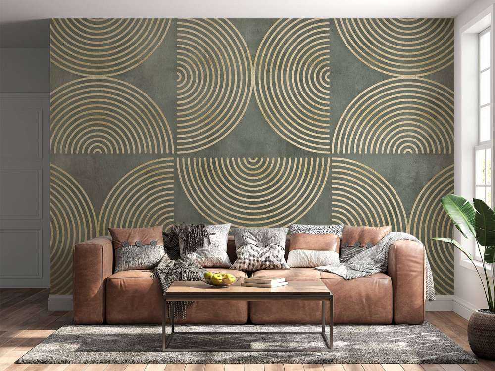 Cercles éclectiques, art moderne, vert et or