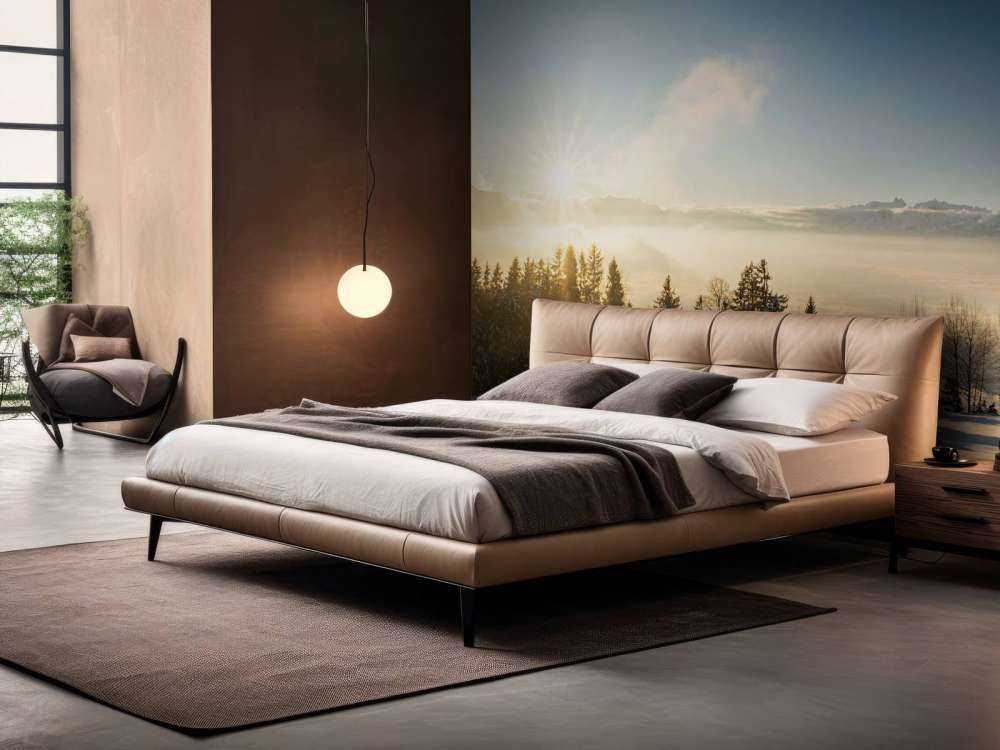 Lever de soleil au-dessus d'une forêt de sapins enneigée.