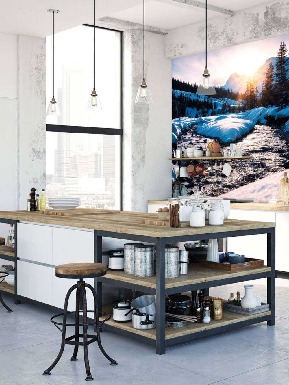 Bergbeek dans la lumière dorée de l'hiver