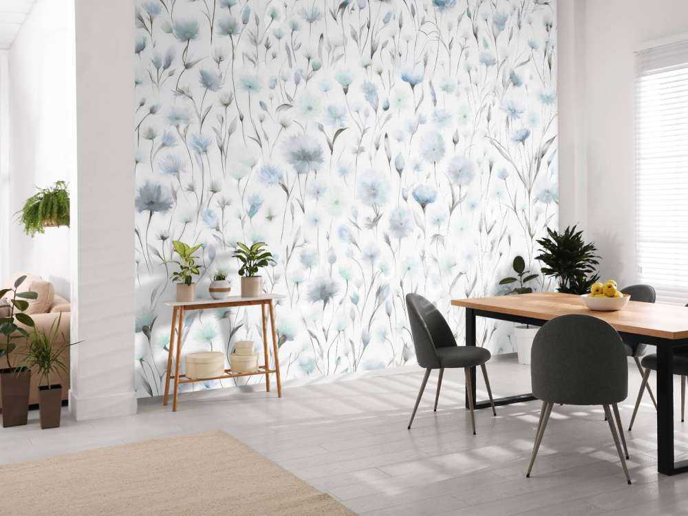 Bleu des bleuets et des herbes des champs