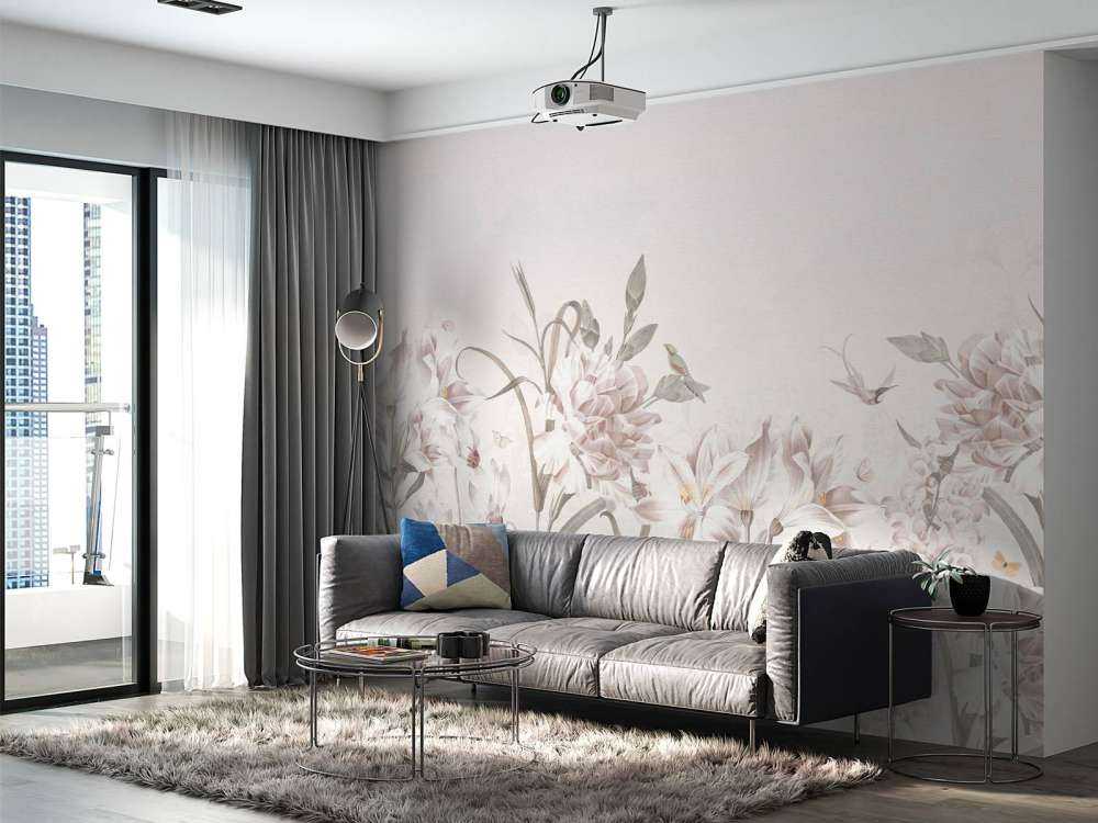 Champ de fleurs douces avec des colibris