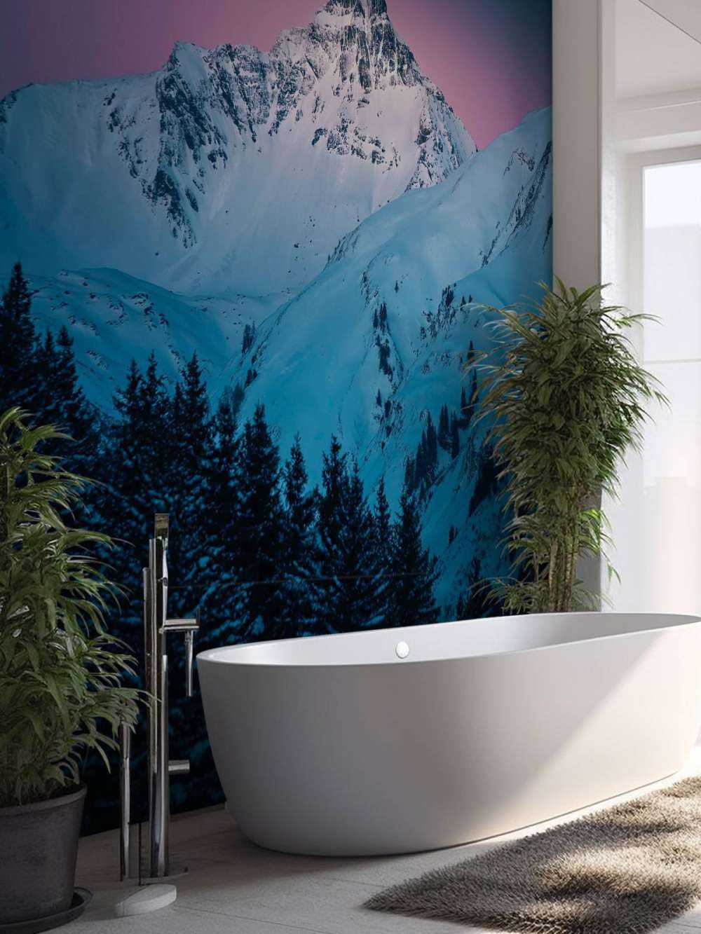 Sommet enneigé sous une nuit étoilée