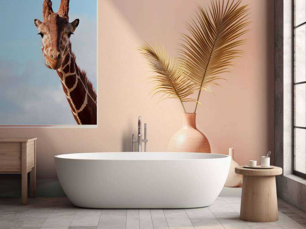 Girafe curieuse à la fenêtre