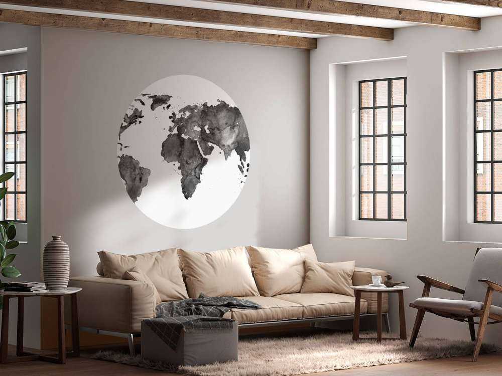 Carte du monde en noir de l'aquarelle