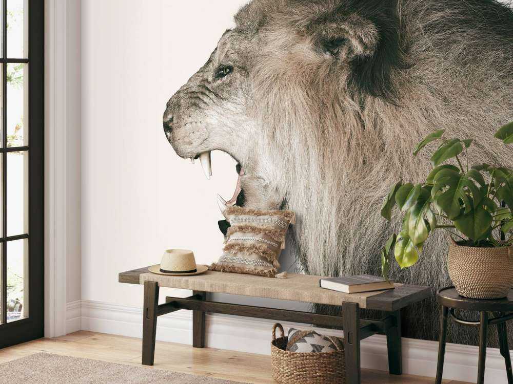 Lion rugissant blanc