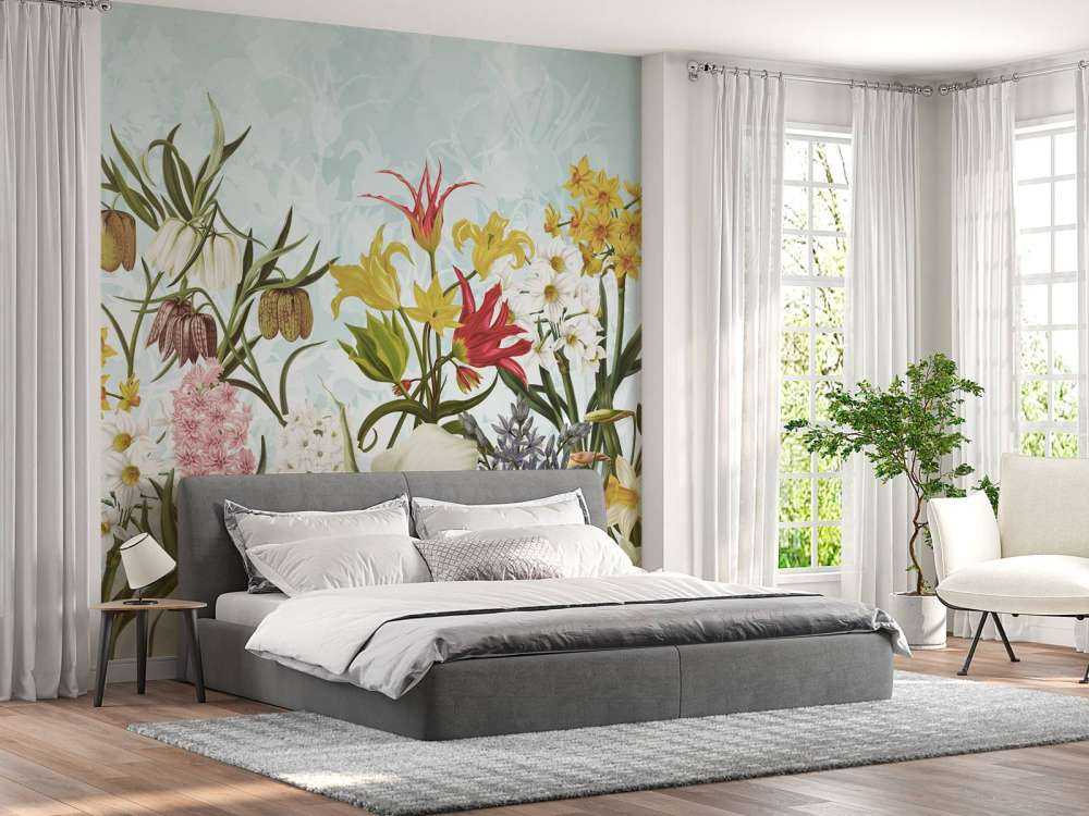 Fleurs de printemps - Douce brise aqua