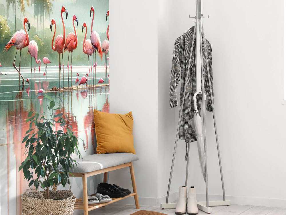 Réflexions matinales des flamants roses