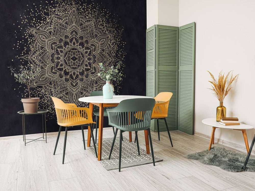 Mandala doré scintillant - marine foncé