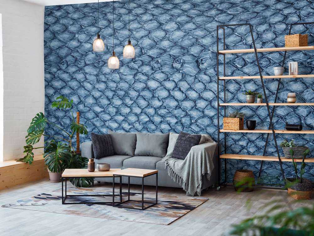 Structure de la peau du saumon en bleu