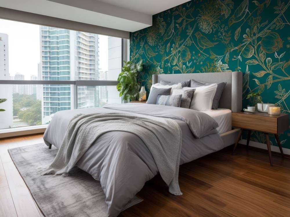 Motif de chrysanthèmes et d'oiseaux