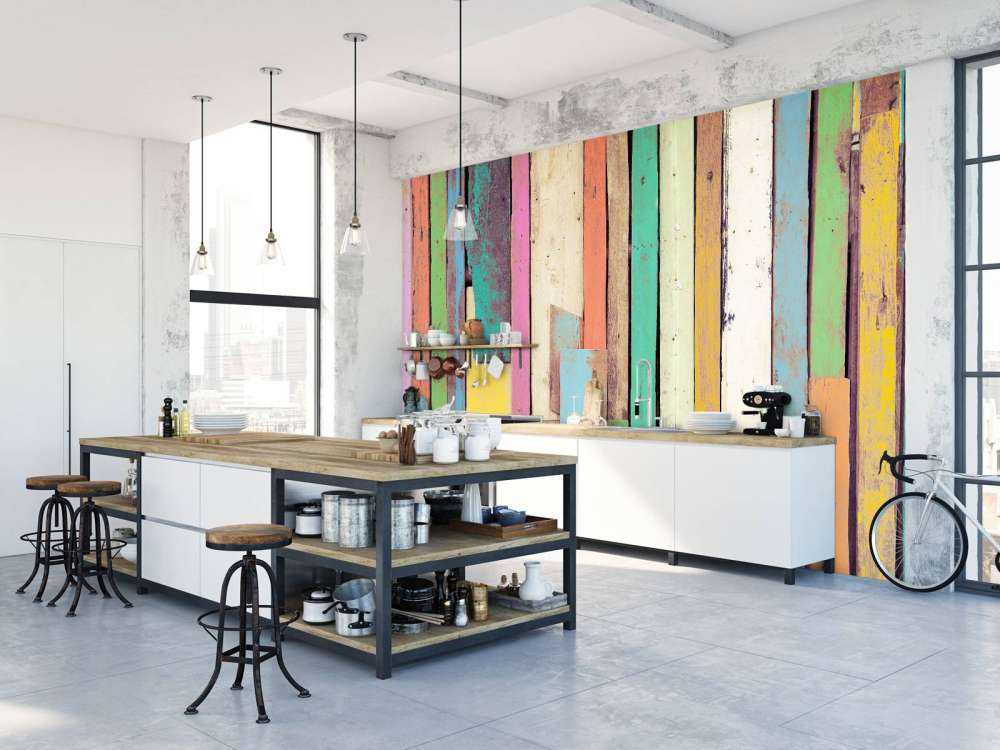 Bois de démolition coloré