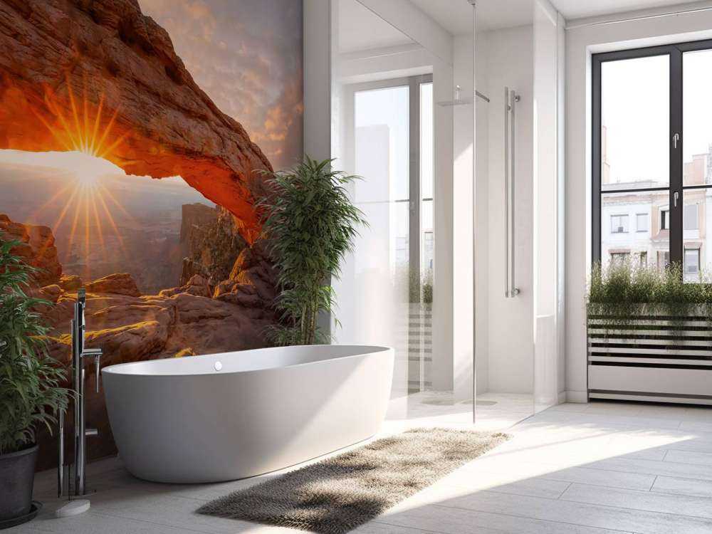 Coucher de soleil sous les rochers