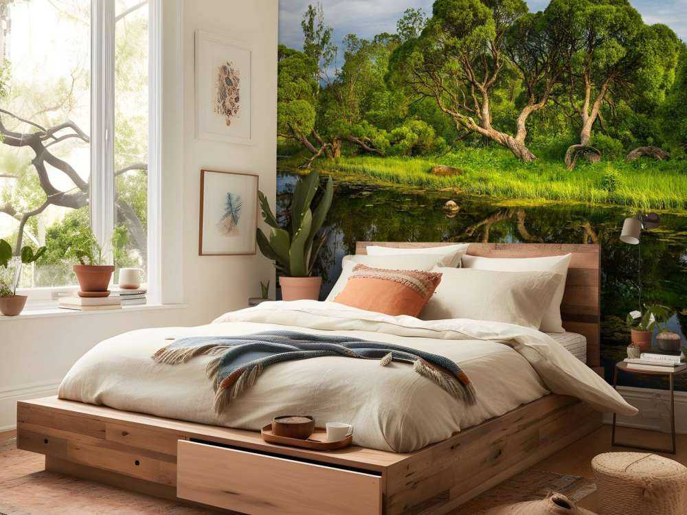 Arbres au bord d'un lac