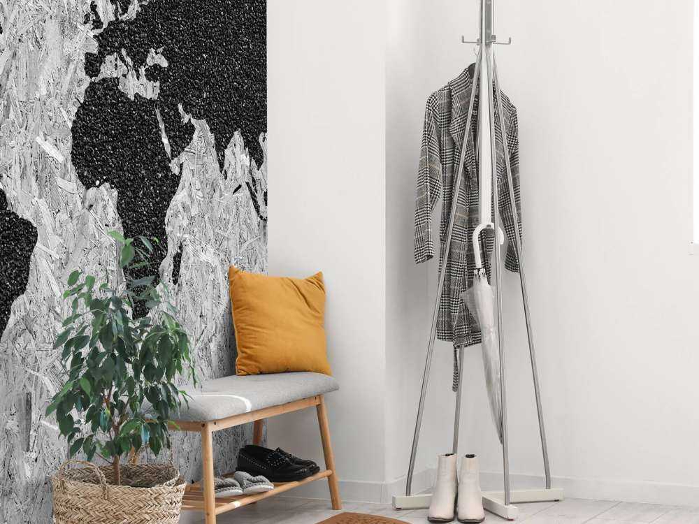 Carte du monde noire sur fond blanc