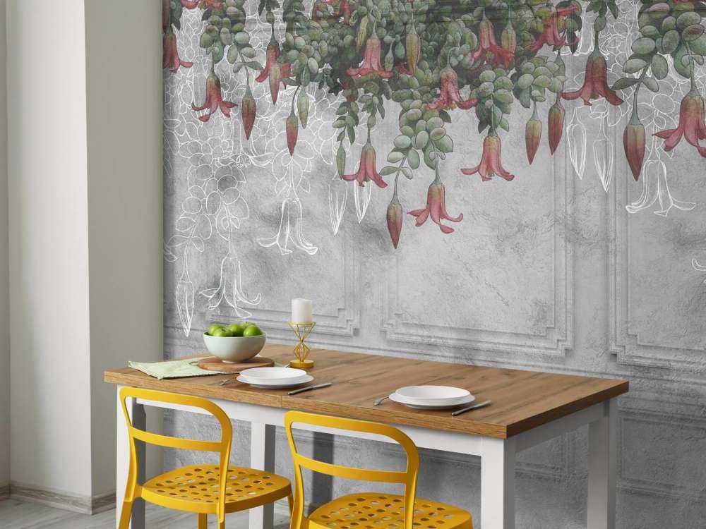 Mur gris classique avec fleurs