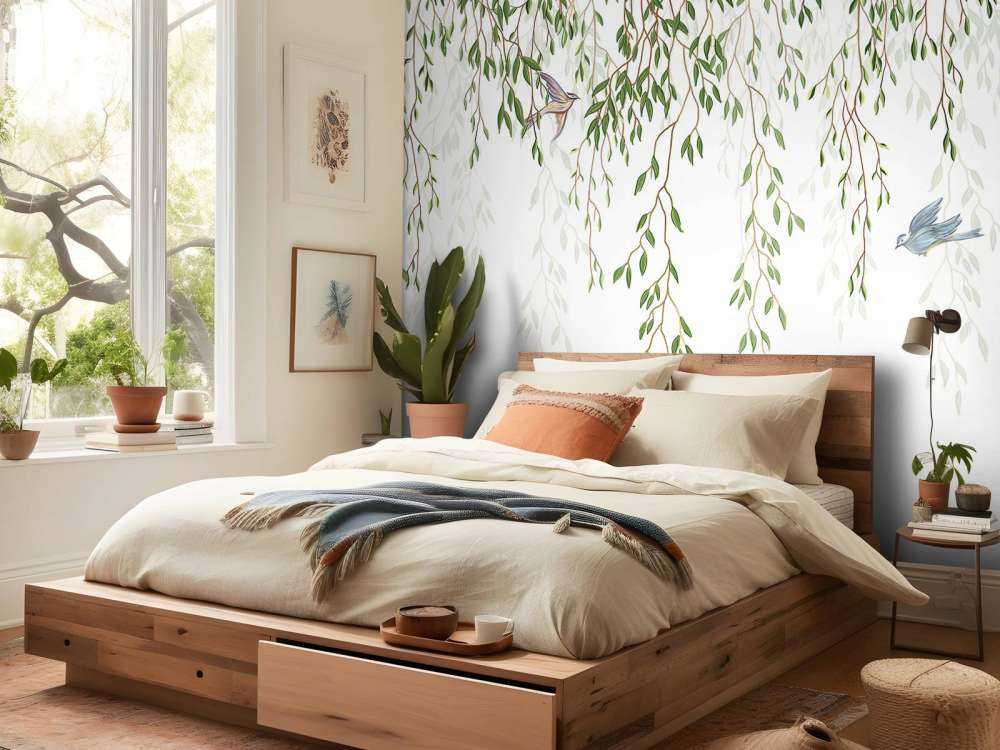 Branches et oiseaux suspendus