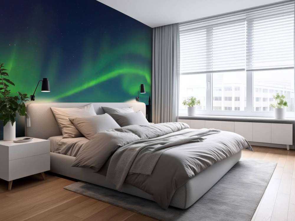 Aurore boréale au-dessus d'une église