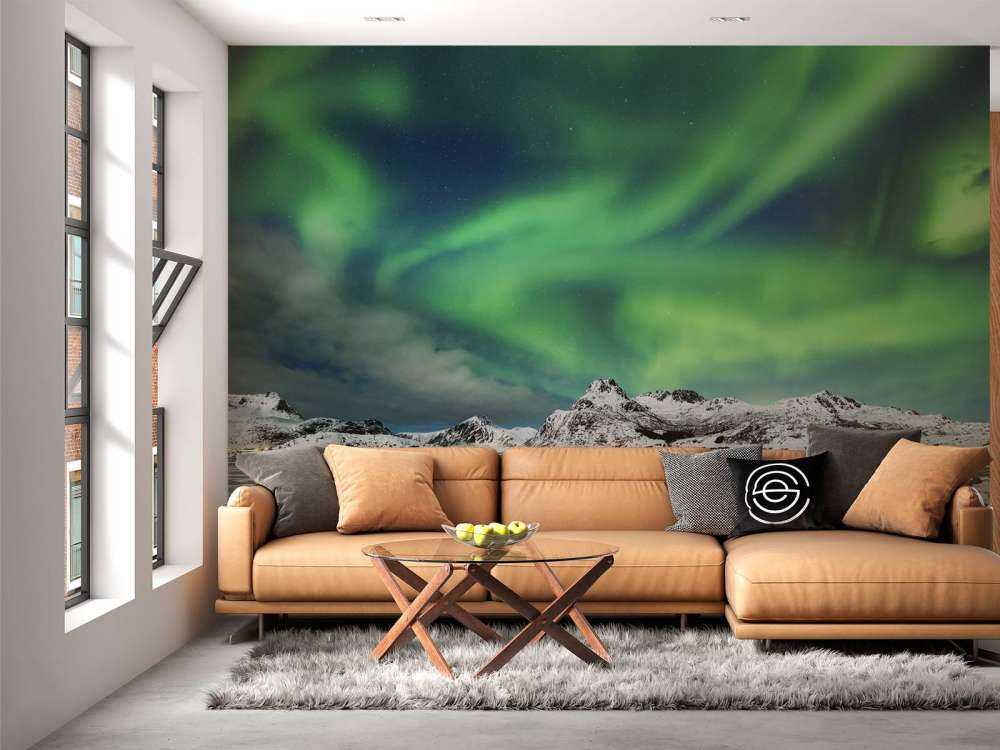 Aurore boréale au-dessus d'un paysage d'hiver