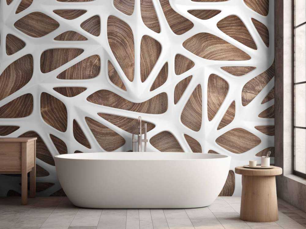 Motif blanc sur bois