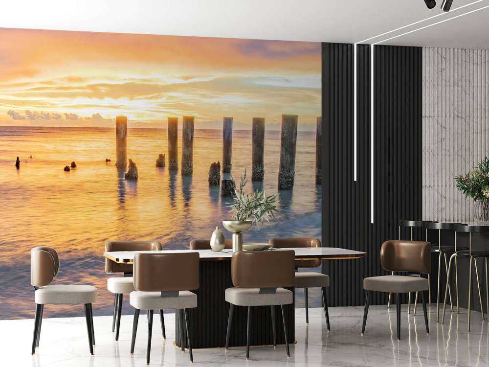 Mer calme au lever du soleil