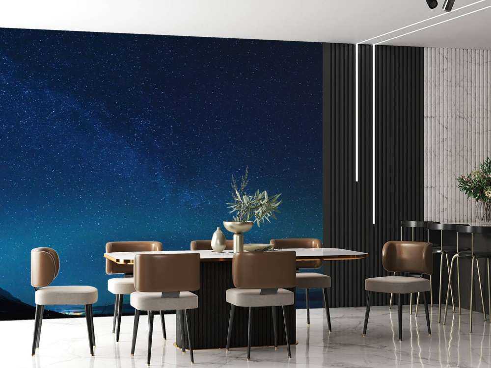Ciel étoilé avec aurores boréales