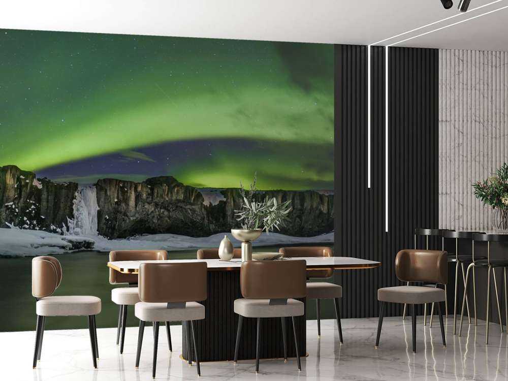 Photo panoramique des aurores boréales