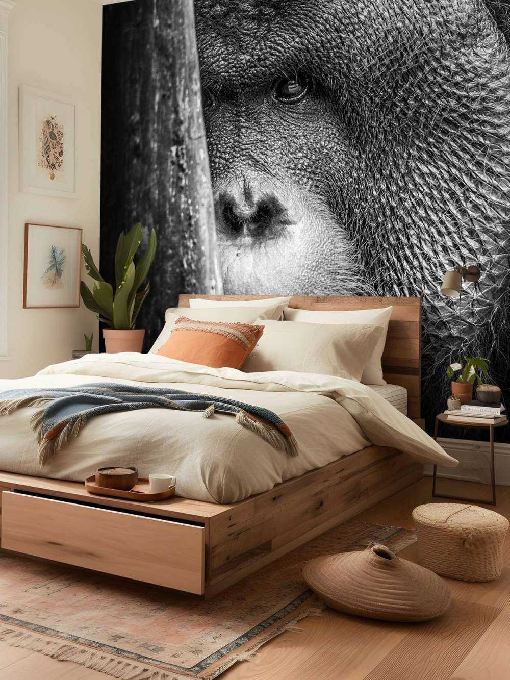 Orang-outan noir et blanc