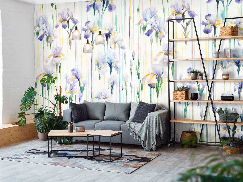 Iris et rayures pastel sans couture