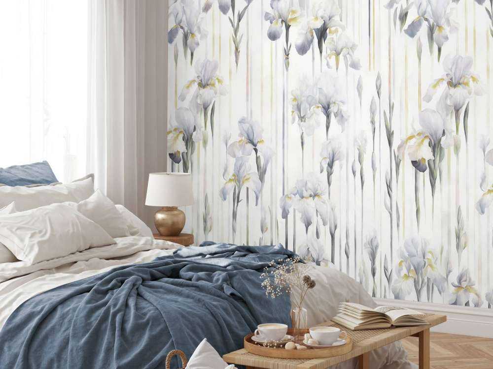 Iris et Rayures Gris Sans Couture