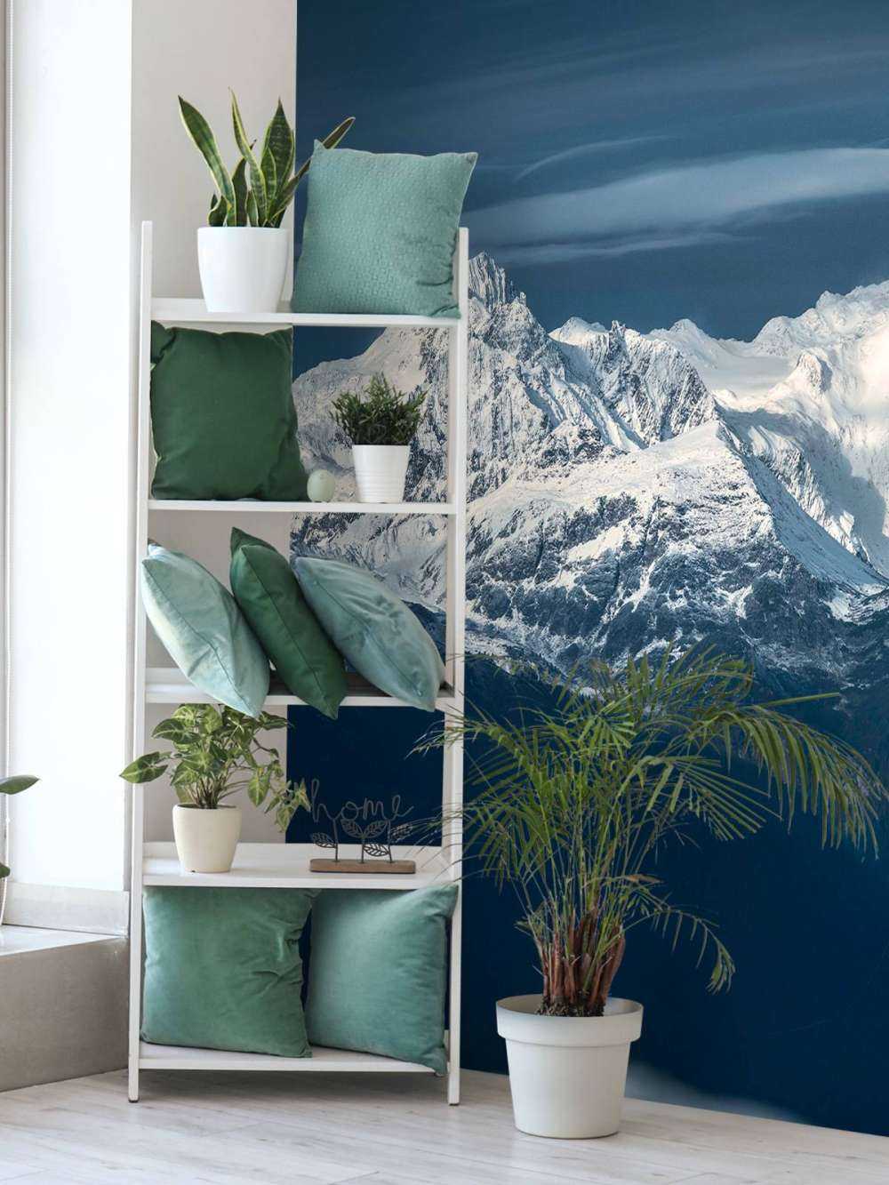 Les sommets bleu glace dans le silence