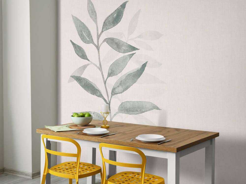 Branche minimaliste en aquarelle gris-vert