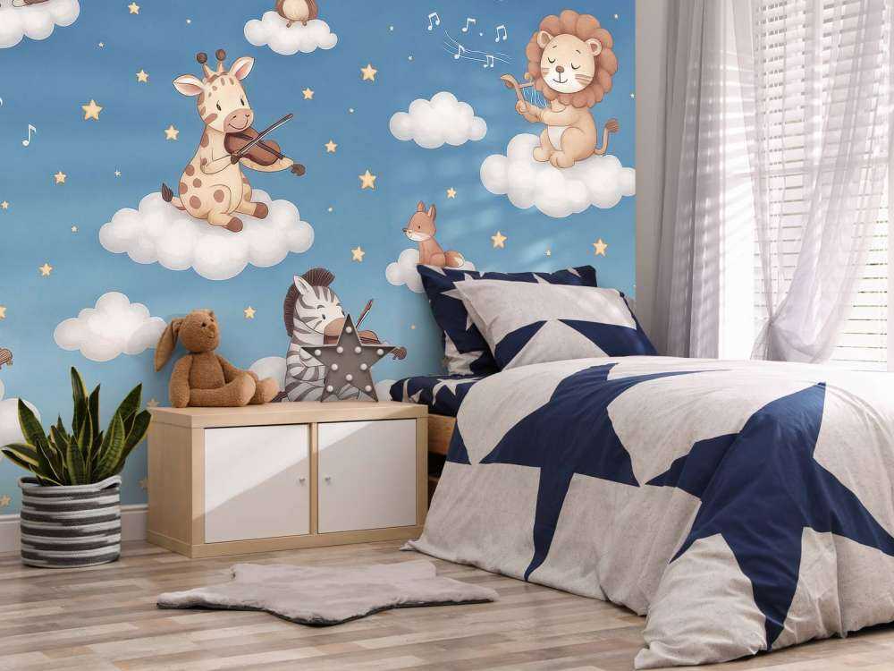 Concert d'oiseaux dans les nuages - bleu