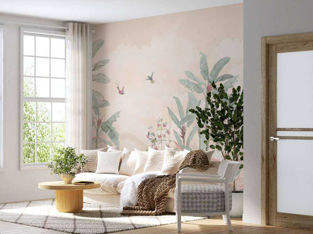 Colibris sous un ciel de nuages doux