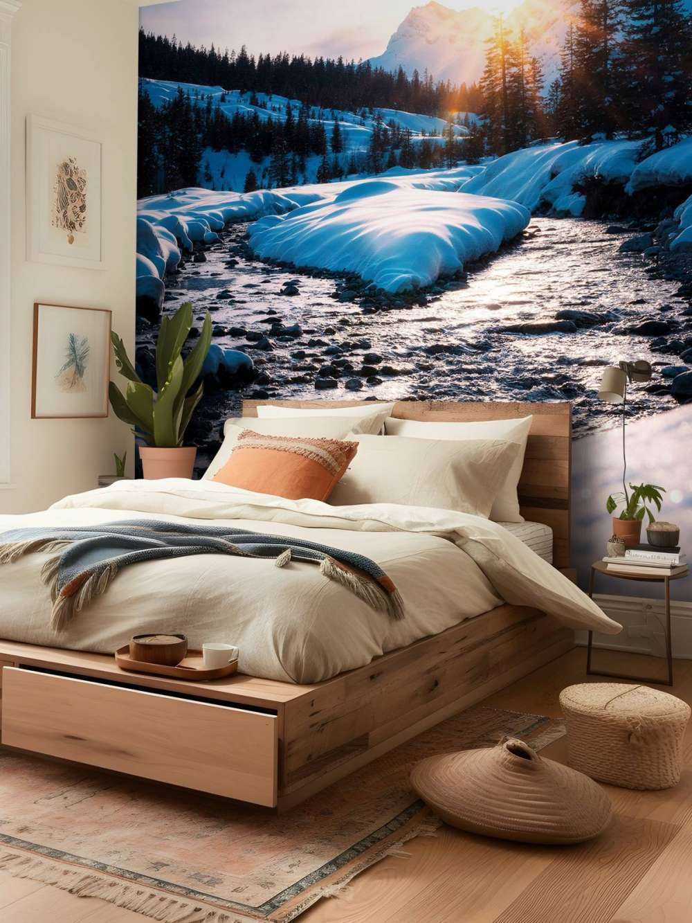 Bergbeek dans la lumière dorée de l'hiver