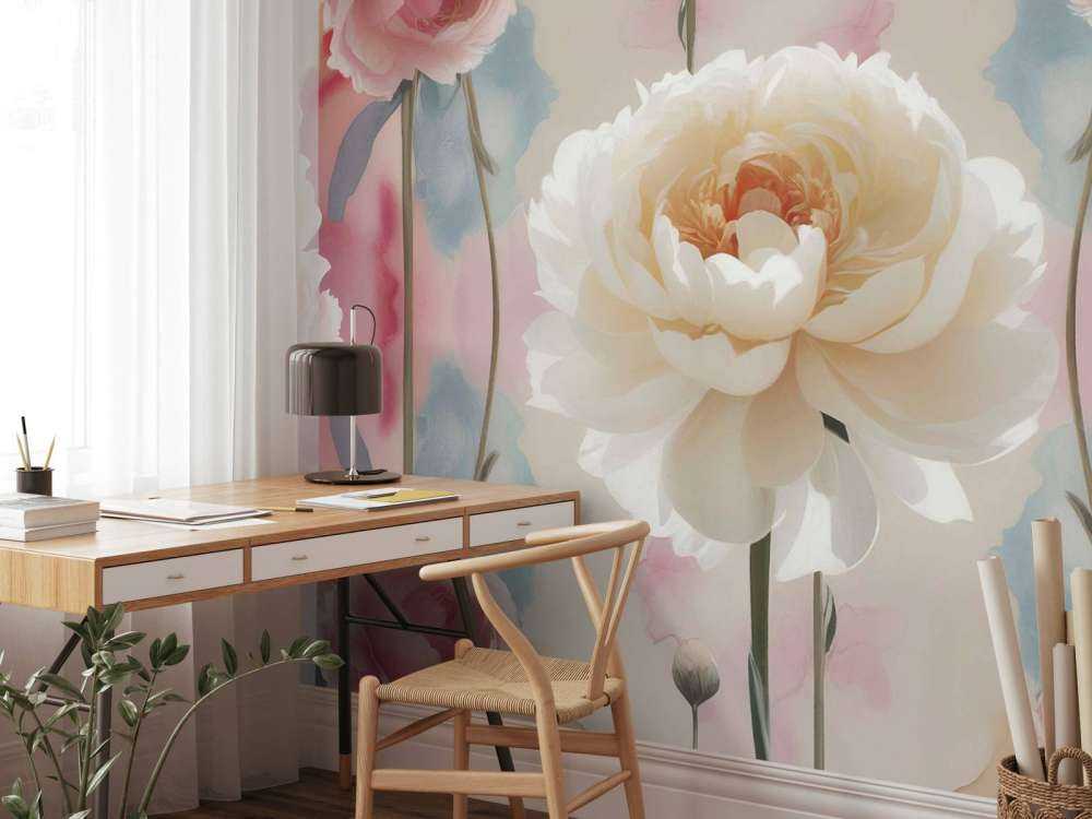 Pivoines symétriques à l’aquarelle
