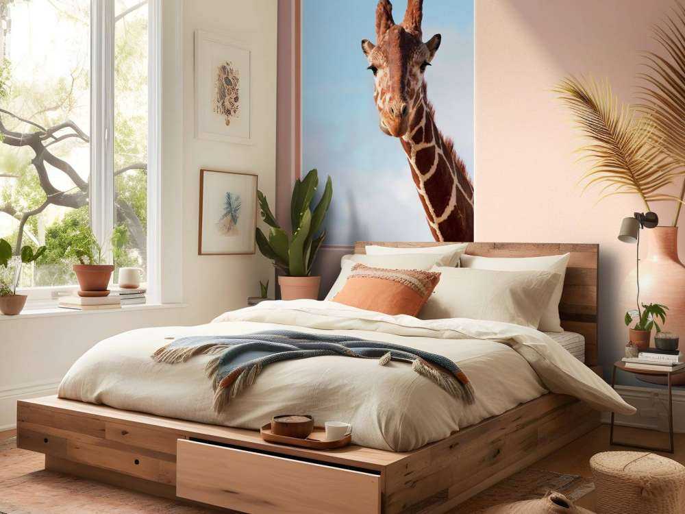 Girafe curieuse à la fenêtre