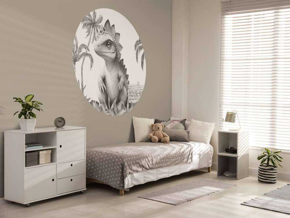 Bébé stégosaure dans la jungle beige