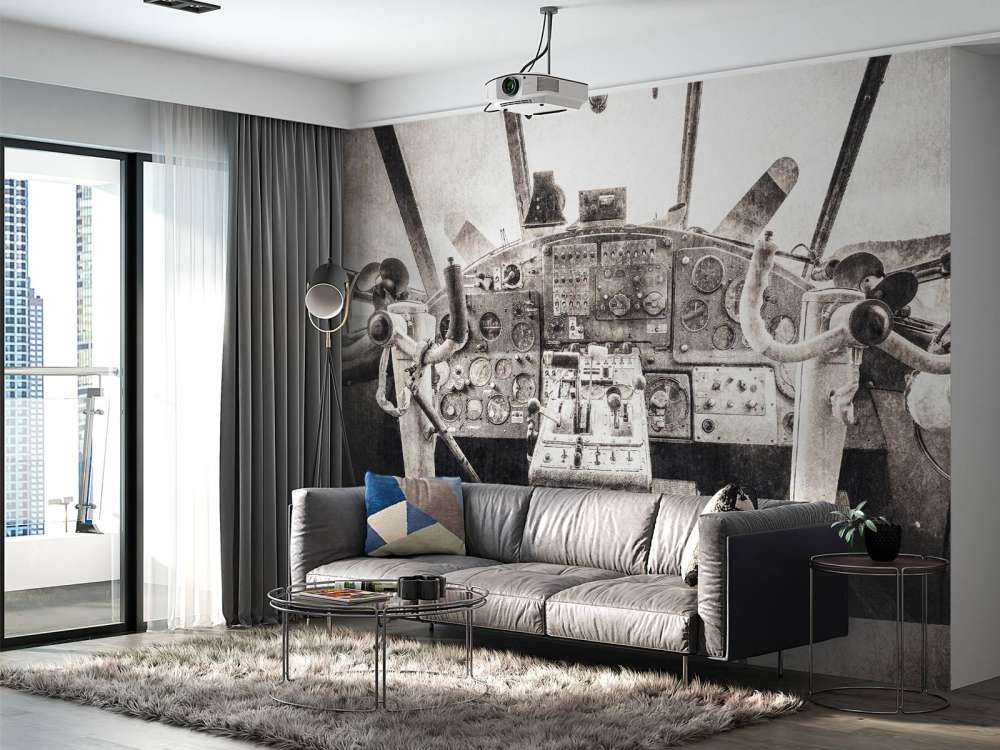 Cockpit d'avion en sépia