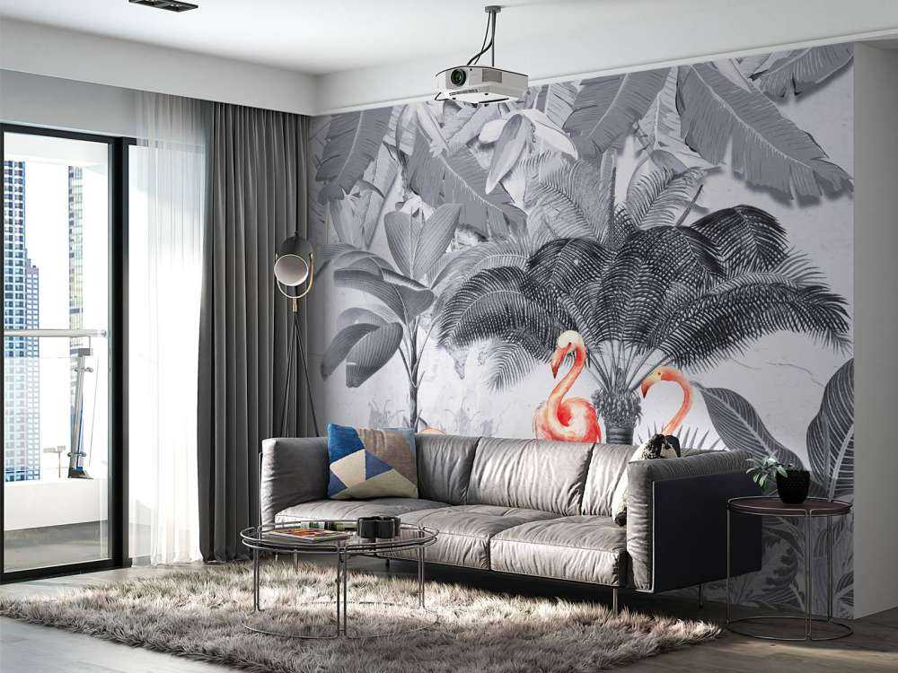 Jungle avec flamants roses