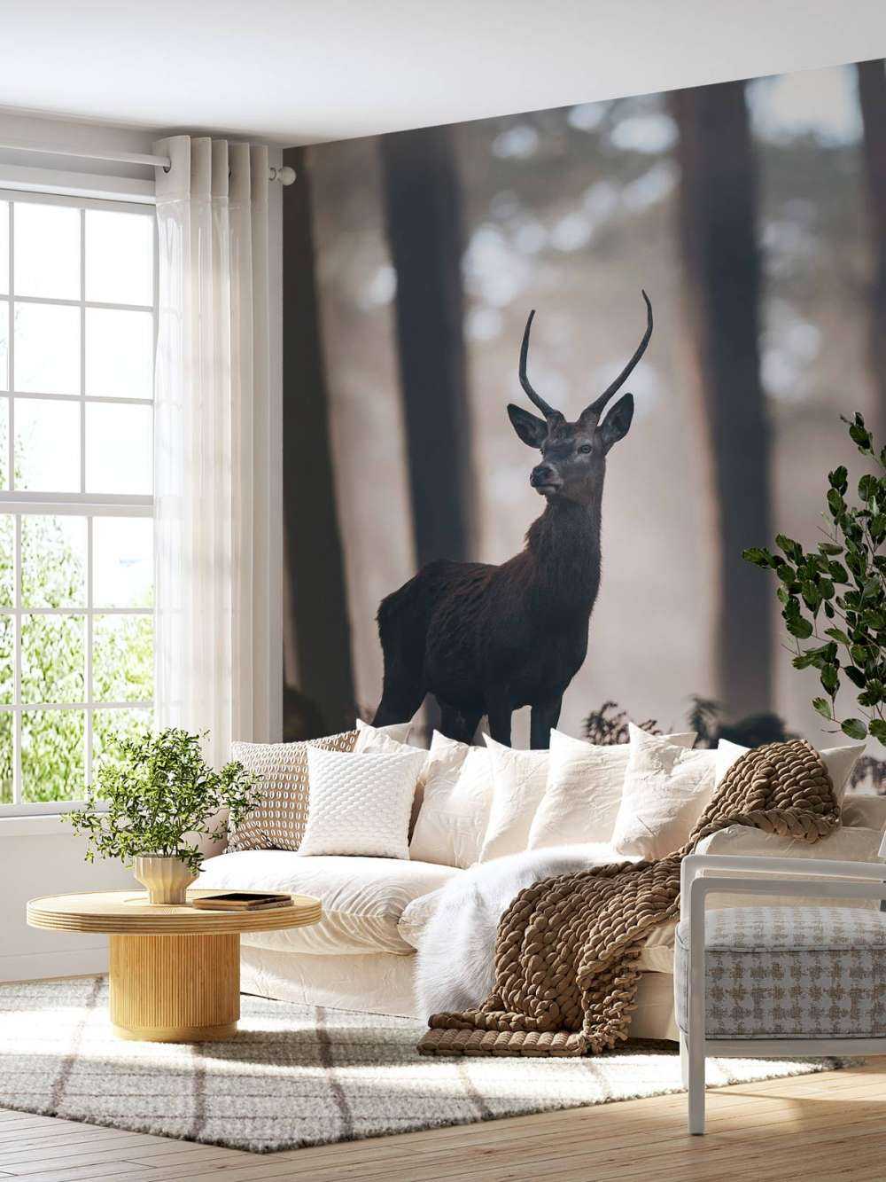 Cerf près des arbres