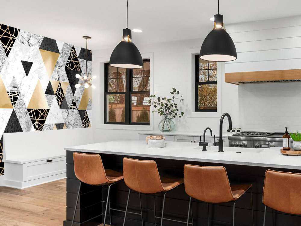 Motif Triangles de marbre avec or