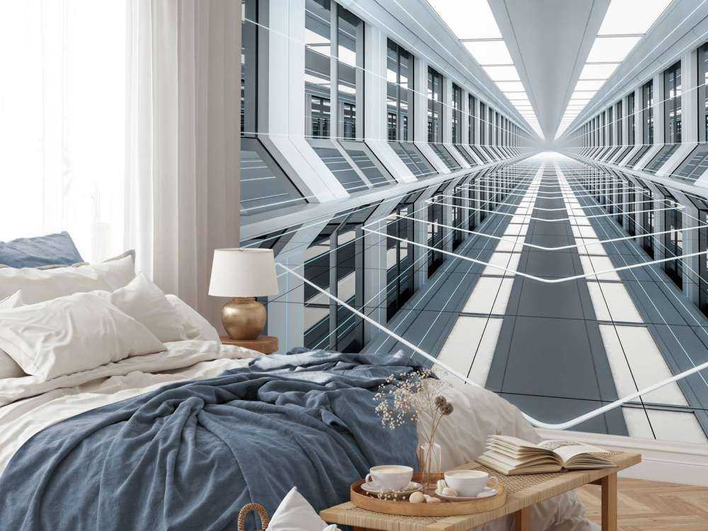 Couloir 3D dans un bureau