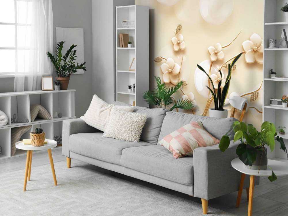 Branche dorée avec des fleurs